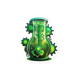 Steampunk Science Beaker - bubble-free vinyl stickers inspired by The Science of Getting Rich